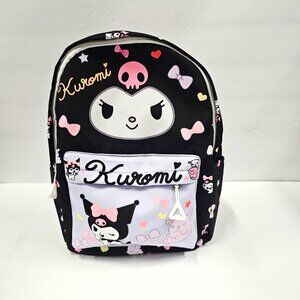Kuromi Kawaii Cartoon Backpack Side Pockets Black Purple School Bag Bookbag